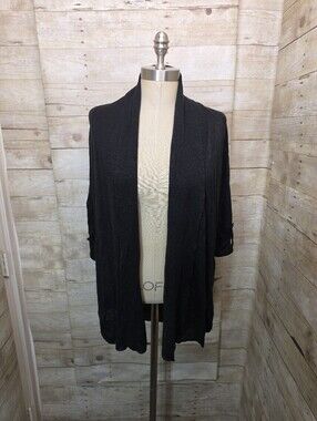Chico's Black Knit Open Cardigan